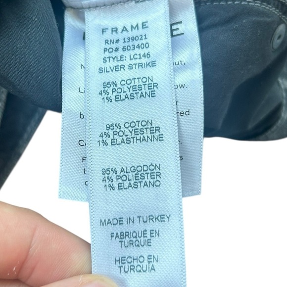 FRAME Denim Le Cutoff Frayed Hem Shorts Silver Strike Dark Grey Size 29 - Picture 8 of 8